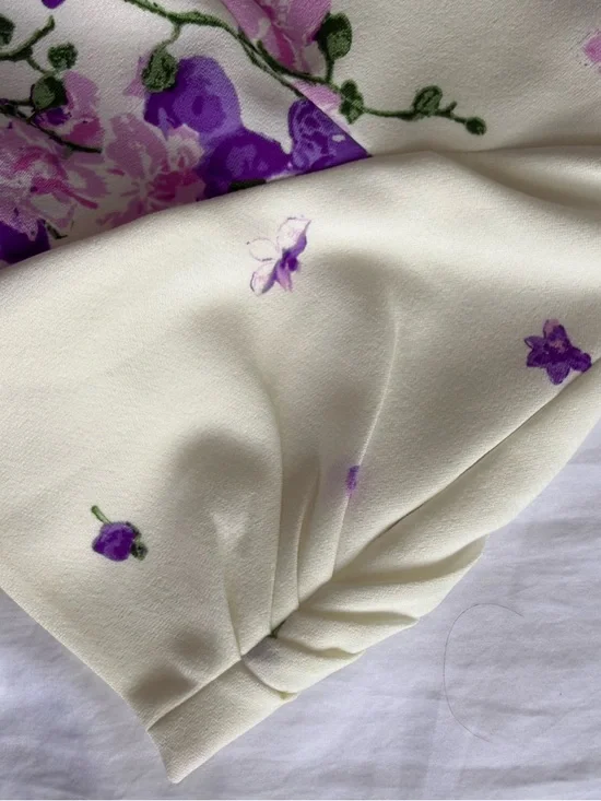 Adrianna Papell Floral Sheath Dress Size 6 White Purple Wedding Guest - Picture 6 of 7